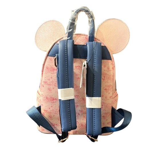 Disney Parks Loungefly Riviera Resort Minnie Mouse Pink Toile Style Print NWT - Picture 4 of 6